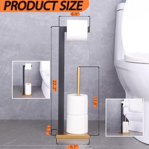 GERZWY Free Standing Toilet Paper Holder, SUS 304 Stainless Steel Toilet Paper Stand with Reserve (Black & Gold) DZY004-BD - color: Black & Gold