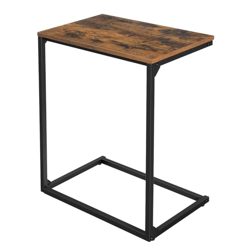 VASAGLE C Shape End Table, Small Coffee Table for Couch Or Sofa, Industrial Side Table in Living Room, Bedroom, 13.8 x 21.7 x 26 Inches, Rustic Brown and Black ULNT52BX - color: Rustic Brown + Black, size: 21.7"W x 26"H, style: Without Wheels