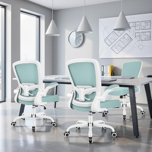 FelixKing Office Chair, Ergonomic Desk Chair Breathable Mesh Chairs Adjustable High Back Lumbar Support Flip-up Armrests, Executive Rolling Swivel Comfy Computer Chairs Home Office Light Blue - color: Light Blue
