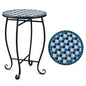 Giantex Outdoor Side Table, Floral Clover Mosaic Patio Accent Table, 14" Coffee End Table, Indoor Outdoor Metal Plant Stand for Porch Garden Balcony Desk, Metal Cobalt Glass Top - style: Floral Clover