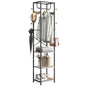 ELYKEN Coat Rack Freestanding, Hall Tree with 3 Storage Shelves and 12 Hooks, Industrial Clothes Rack Stand Organizer for Bedroom, Hallway, Entryway, Office, Living Room, Greige - color: Greige