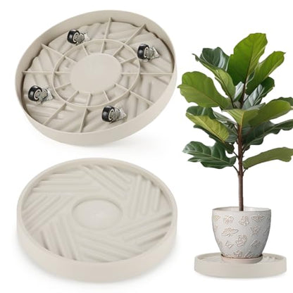 2 Pack Plant Caddy with Wheels,12" Rolling Plant Stand 165 LBS Heavy Duty with Hidden 360 ° Rotating Silent Wheel Wheels for Outdoor Indoor Large Plant Pots, Flower Pot, Patio - size: 12"-(2 Pack)