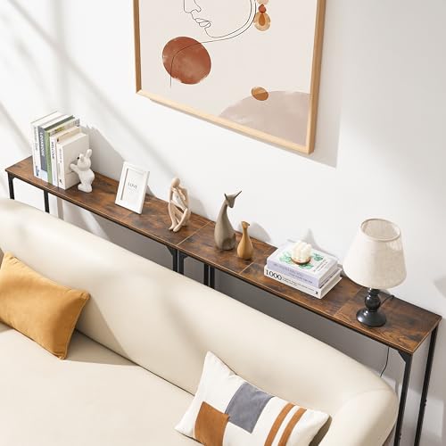 Console Table, Narrow Entryway Table, Thin Sofa Table, Behind Couch Table,for Hallway, Bedroom, Living Room, Foyer, 9.4 x 39.4 x 31.5 Inches, Rustic Brown - size: 9.4" W x 39.4" D, style: Ordinary