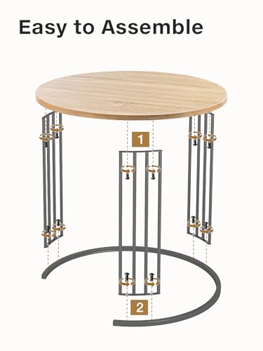 YORKING Nesting Coffee Table Set of 2, Round Table Set, Morden End Side Night Stand for Bedroom Dining Room （Wood） - color: Wood