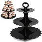 3-Tier Cupcake Stand Black 2-Pack, Premium Dessert Display Tower, Heart Handle Design, Easy 60-Second Assembly for Wedding Birthday Baby Shower Graduation - color: Black 2 Pack