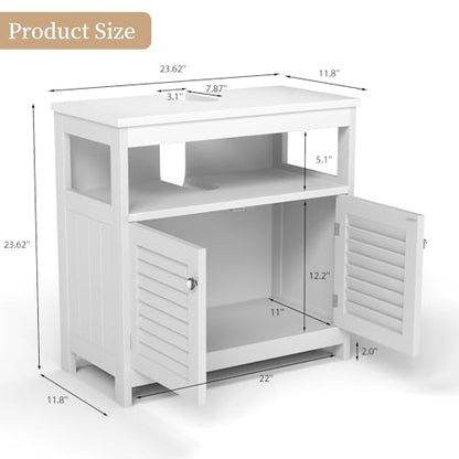 Under Sink Cabinet Pedestal Storage Cabinet with 2 Doors & Open Shelf, U Shape Cut Out Bathroom Vanity Under Sink Storage, Vanities for Toiletries Makeup in Bathrooms (White) - size: Single-story