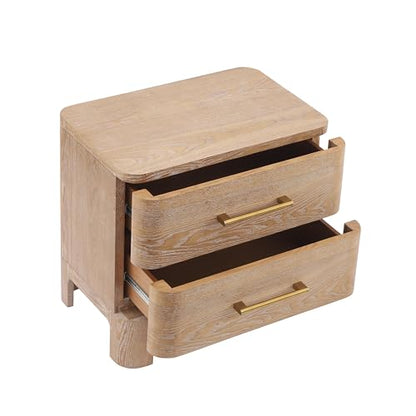 Christopher Knight Home Egbert Modern Nightstand with Drawers, Wooden Small Night Stand with Rounded Corners Design, Bedside Table/End Table for Bedroom, Multipurpose Storage Cabinet, Natural