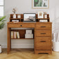 4 EVER WINNER Small Desk with Drawers for Small Spaces, 44'' Wood Desk with File Drawer & Monitor Stand, Office Desks Writing Study Table for Bedroom, Living Room, Brown - color: Brown