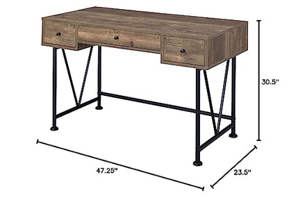 Coaster Furniture Analiese Farmhouse 3 Drawer Home Office Writing Desk Black Metal Base Rustic Oak Brown 802541 - color: Brown