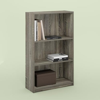 Frei Bookcases, Bookshelf, 40 Inch Tall 3 Tier Display Bookcase, with Adjustable Shelves, for Home Office, Living Room, Olive Oak - color: Olive Oak, size: 9.5 (D) x 24.5 (W) x 40.3 (H) inches