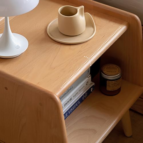 Bedside Table - 100% Solid Oak Wood Nightstand - Small Nightstand with Open Design - Small Side End Table for Bedroom Living Room, Easy Assembly (Natural Color) - color: Natural Color