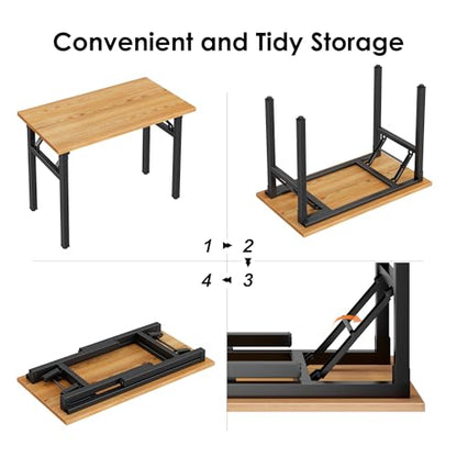 Need Office Computer Desk -35.8 L Sturdy and Heavy Duty Folding Laptop Table,Writing Table/Home Office Desk/Sewing Table, No Assembly Required, Teak & Black Frame - color: Teak & Black Frame, size: 35.8inch