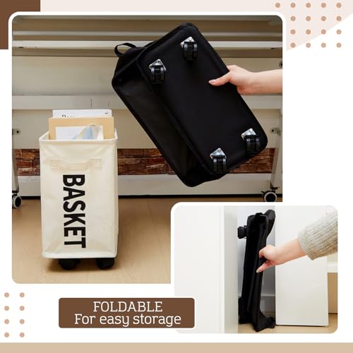 AceOrbit Under Desk Rolling Storage Basket with Wheels; Foldable Space-Saving Organizer for Books, Files & Office Supplies, 21l Lightweight Desk Storage for Home, Dorm & Office
