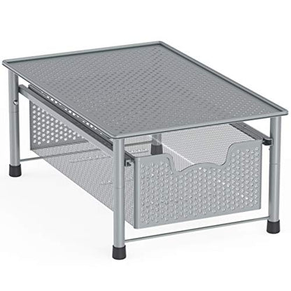 Simple Houseware Stackable Cabinet Basket Drawer Organizer, Silver - color: Silver, size: 1-Tier