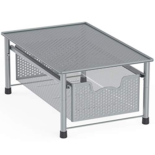Simple Houseware Stackable Cabinet Basket Drawer Organizer, Silver - color: Silver, size: 1-Tier