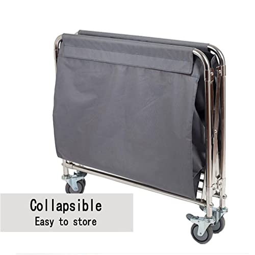 Collapsible Laundry Cart with Wheels Industrial 12 Bushel (400l) Commercial Laundry Hamper Large Heavy Duty Rolling Laundry Basket Waterproof Laundry Trucks for Home Organizer Storage - color: Gray