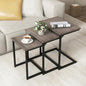 GOFLAME Nesting Coffee Tables Set of 3, Rectangular Nesting Center Table with Wood Grain Top & Metal Frame, Modern C-Shaped Nested Side Table Set for Living Room, Bedroom, Black & Oak - color: Black & Oak