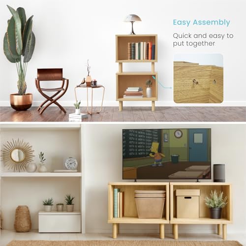 Home Zone Living 3-Pack Stackable Storage Cube End Table, Open Cabinet Design, Bookshelf Option for Living Room or Office - color: Open | 3-pack