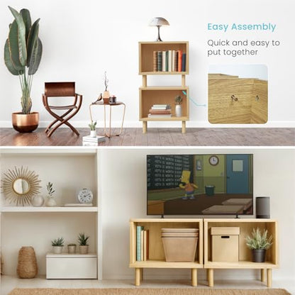 Home Zone Living 3-Pack Stackable Storage Cube End Table, Open Cabinet Design, Bookshelf Option for Living Room or Office - color: Open | 3-pack