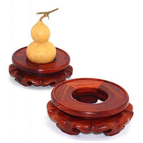 GOLDY&WENDY Oriental Asian Solid Wooden Vase Stand Crystal Ball Display Stand for Collectibles & Plants - size: 7.5"Inside Diameter