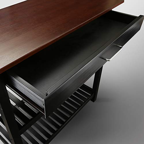Kitchen Island with Solid Wood Top - color: Walnut Top, Black Base (New)