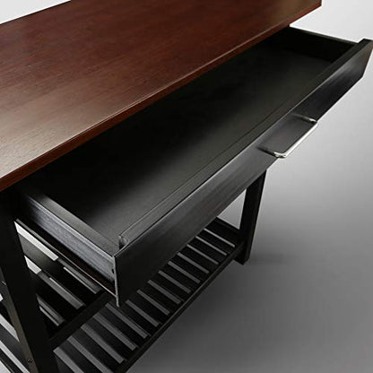 Kitchen Island with Solid Wood Top - color: Walnut Top, Black Base (New)