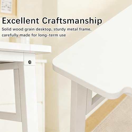 Computer Desk 39.4 Inch Small Office Desk with Wood Top and Metal Frame, Study Writing Desk for Home, Bedroom, Gaming, U-Shaped Leg Design, Modern Simple - color: Frame：white/Board：white