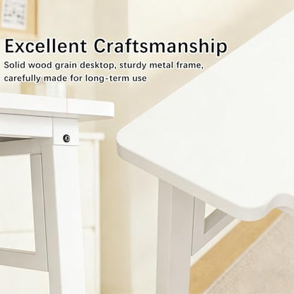 Computer Desk 39.4 Inch Small Office Desk with Wood Top and Metal Frame, Study Writing Desk for Home, Bedroom, Gaming, U-Shaped Leg Design, Modern Simple - color: Frame：white/Board：white