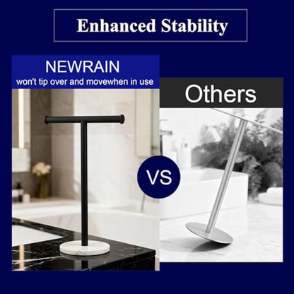 Hand Towel Holder, NEWRAIN Countertop Hand Towel Holder Stand, Stainless Steel Free Standing Hand Towel Rack with Heavy Marble Base, for Bathroom Kitchen & Counter top, Matte Black - color: Matte Black, style: 1-Tier