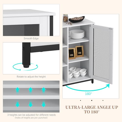 LVSOMT Mini Coffee Bar Cabinet for Home Kitchen, 27.5'' Coffee Stand Station with Adjustable Shelves & Door, Farmhouse Sideboard Buffet for Small Space, Dining Room, Living Room, Industrial White - color: Pure White