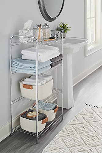 Rubbermaid 4-Tier Heavy Duty Wire Shelf, Satin Nickel, Easy Assemble with Hardware Included, for Food/Laundry/Closet Home Storage Use - style: Storage Shelf