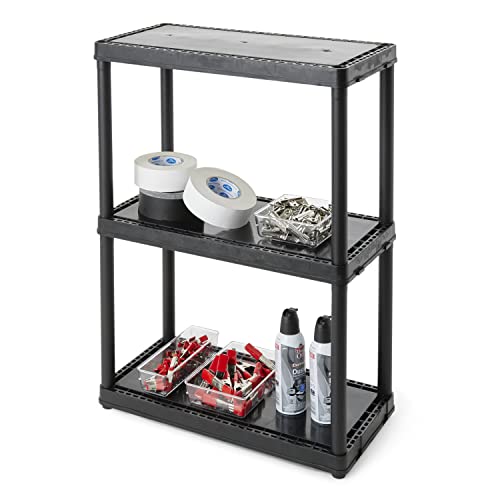Gracious Living 33 Inch Heavy Duty 3-Shelf Light Duty Storage Shelf, Easy Assembly and Holds Up to 55 Pounds Per Shelf, Black - color: 3 Shelf - Black, size: 1 Pack