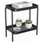 2-in-1 Narrow Side Table with Storage Shelves, Compact 2-Tier Small & Skinny End Table for Small Spaces, Space-Saving Slim Nightstand for Bedroom, Living Room, Office, Modern Bedside Table