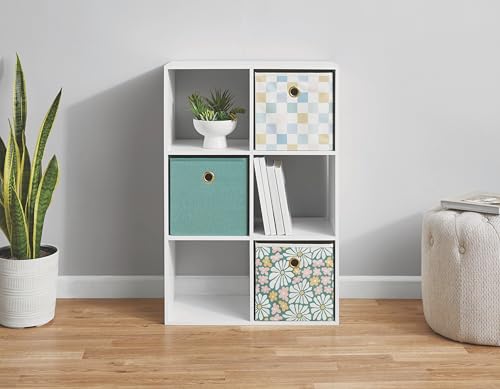 6-Cube Storage Organizer, Bookcase, 3 Open & 3 Closed Back Shelves, Vertical/Horizontal Placement, 11" Cubes (White) - color: White