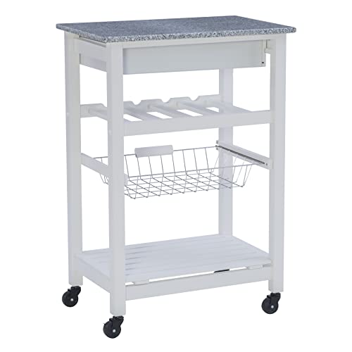 Linon Kitchen Island, White, 22.88 x 15.75 x 33.88 - color: White and Granite, style: Whitney