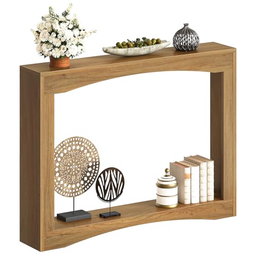 Narrow Console Table, 5.9'' Thin Entryway Table, Behind Couch Table for Small Spaces, Small Farmhouse Hallway Table, for Living Room, Hallway, Foyer, Light Walnut CT19VV - color: Light Walnut