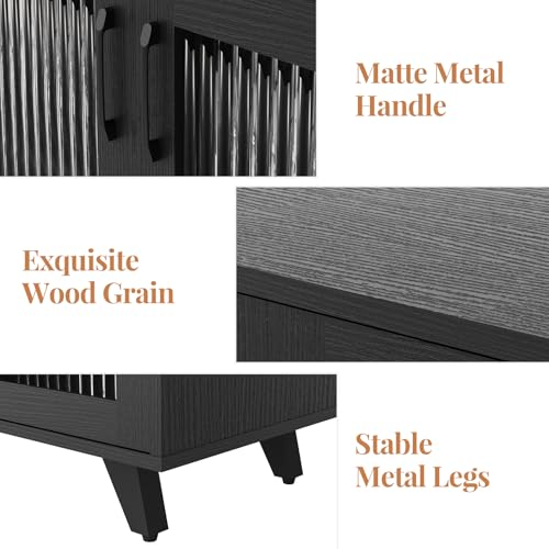 Panana Kitchen Buffet Server Table Accent Sideboard Cupboard Server Buffet Console Table with Doors Cabinet (49inch, Black) - color: Black, size: 49inch