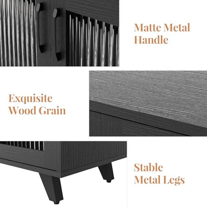 Panana Kitchen Buffet Server Table Accent Sideboard Cupboard Server Buffet Console Table with Doors Cabinet (49inch, Black) - color: Black, size: 49inch
