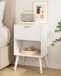 Aienvey Nightstand, Small Bedside Table with Storage Drawers, White Stripe | Modern Night Stand with Drawer and Wood Leg, Small Side Table with Open Shelf, End Table for Bedroom,Living Room,Small Spaces - color: White Stripe