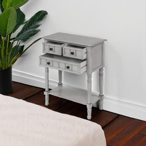 Knocbel Slim Antique Entry Console Table with Drawers & Bottom Open Shelf, Solid Wood Sofa Couch Table for Entryway Hallway Living Room (Gray Wash) - color: Gray Wash