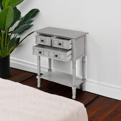 Knocbel Slim Antique Entry Console Table with Drawers & Bottom Open Shelf, Solid Wood Sofa Couch Table for Entryway Hallway Living Room (Gray Wash) - color: Gray Wash