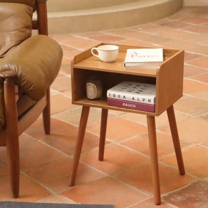 MaxSmeo Nightstand, Mid Century Modern Side Table Bedroom with Storage, Small End Bedside Table with Solid Wood Legs for Living Room, Office Small Spaces (Brown) - color: Modern Brown