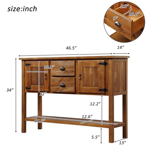 LKTART Solid Wood Farmhouse Console Table,Sofa Table with Storage Drawers and Shelves,Entryway Table for Entry Hallway Foyer Sofa Side Table,Easy Assembled (46.5" Brown) - color: Brown