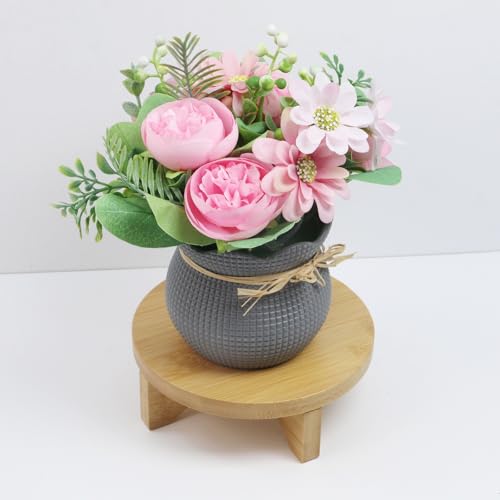 Oedema 2 Pcs Wood Plant Stand Round Wooden Flower Pot Stands Riser Display Potted Rack for Small Indoor Outdoor Plants - size: 6inch/153mm, 2pcs