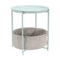 Amazon Basics Round Storage End Table, Side Table with Cloth Basket, Mint Green/Heather Gray, 18 in x 18 in x 19 in - color: Mint Green