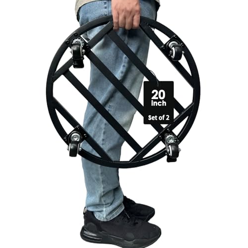 20" Round Plant Stand with Wheels Heavy Duty,Large Metal Plant Caddy Indoor Outdoor Use,Rolling Plant Dolly with Industrial Casters,Rust-Proof Black Plant Tray for Large Planters Pots,2-Pack - size: 20-Inch (2-Pack)