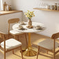 27.6" Marble Round Tulip Table, Mid-Century Modern Style Dining Table with Gold Pedestal Base for 2-4 People, Featuring A Marble Tabletop for Kitchen, Dining Room, Cafe (Grayish White) - color: Grayish White#gold