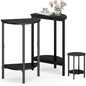 Vagusicc Side Table, Small End Table, Set of 2 Half Round Side Table for Living Room, 2 Tier Couch Side Tables, Small Round Coffee Table, Thin Accent Sofa Table Narrow Entryway Table, Black - color: Black
