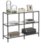 VASAGLE 39.4 Inch Console Table with 3 Shelves, Sofa Tables, Modern Entryway Table, Metal Frame, Tempered Glass Shelf, Entryway Living Room Bedroom, Classic Black and Transparent ULGT027B01 - color: Classic Black + Transparent, size: 39.4"W