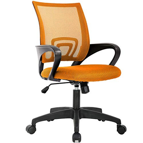 BestOffice Ergonomic Office Chair | Mid-Back Swivel Desk Chair | Orange | with Lumbar Support, Adjustable Height & Breathable Backrest | Sponge Seat & Rolling Wheels | for Home, Office | Pack of 1 - color: Orange, style: pack of 1